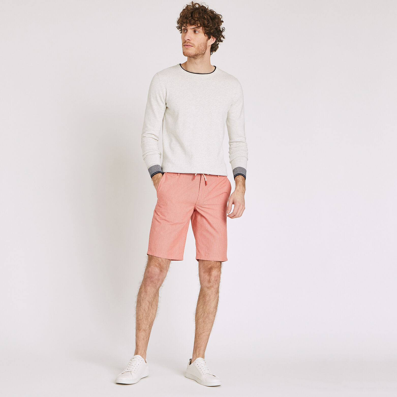Bermuda chino imprimé rayé fantaisie