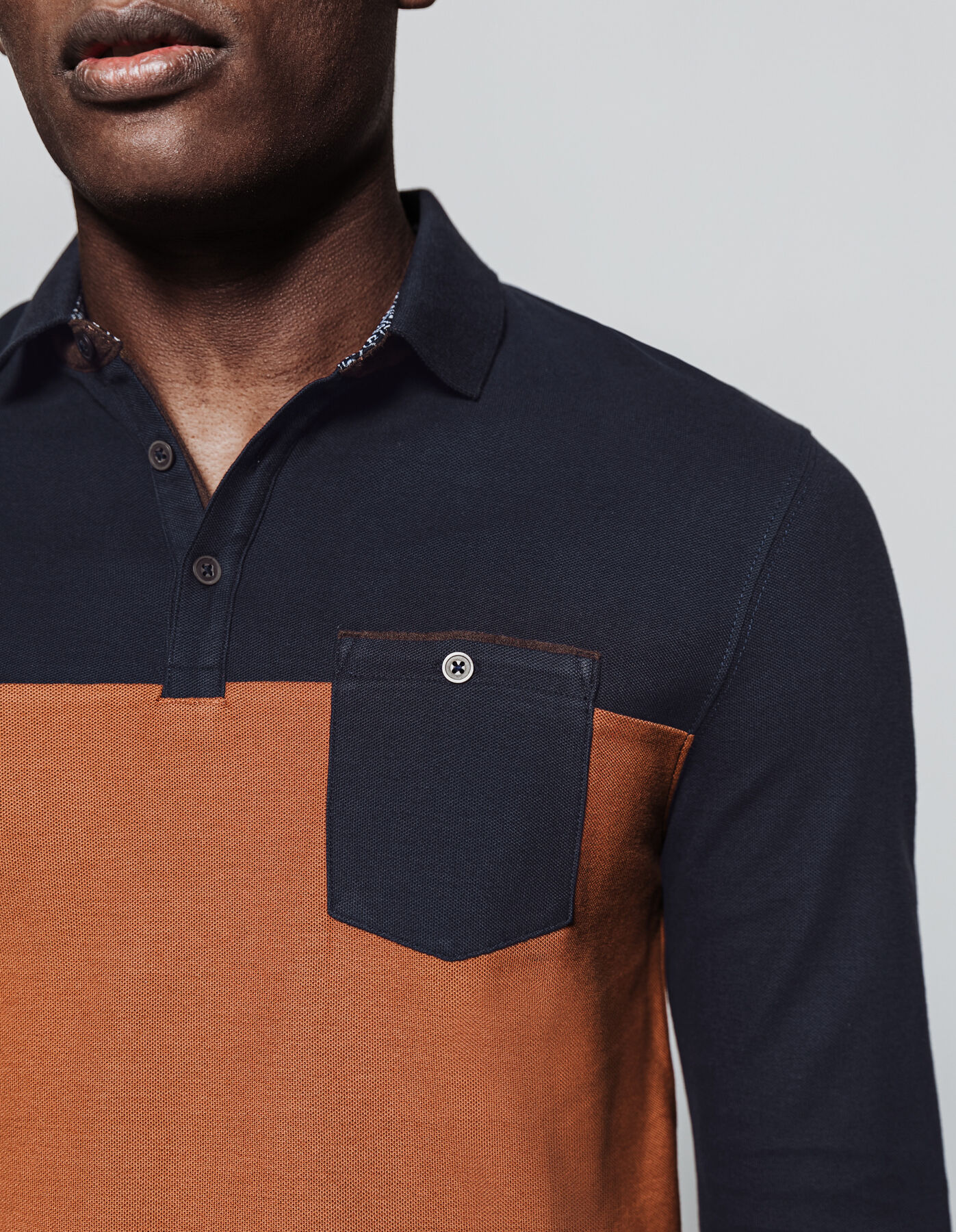 Polo manche longue colorblock