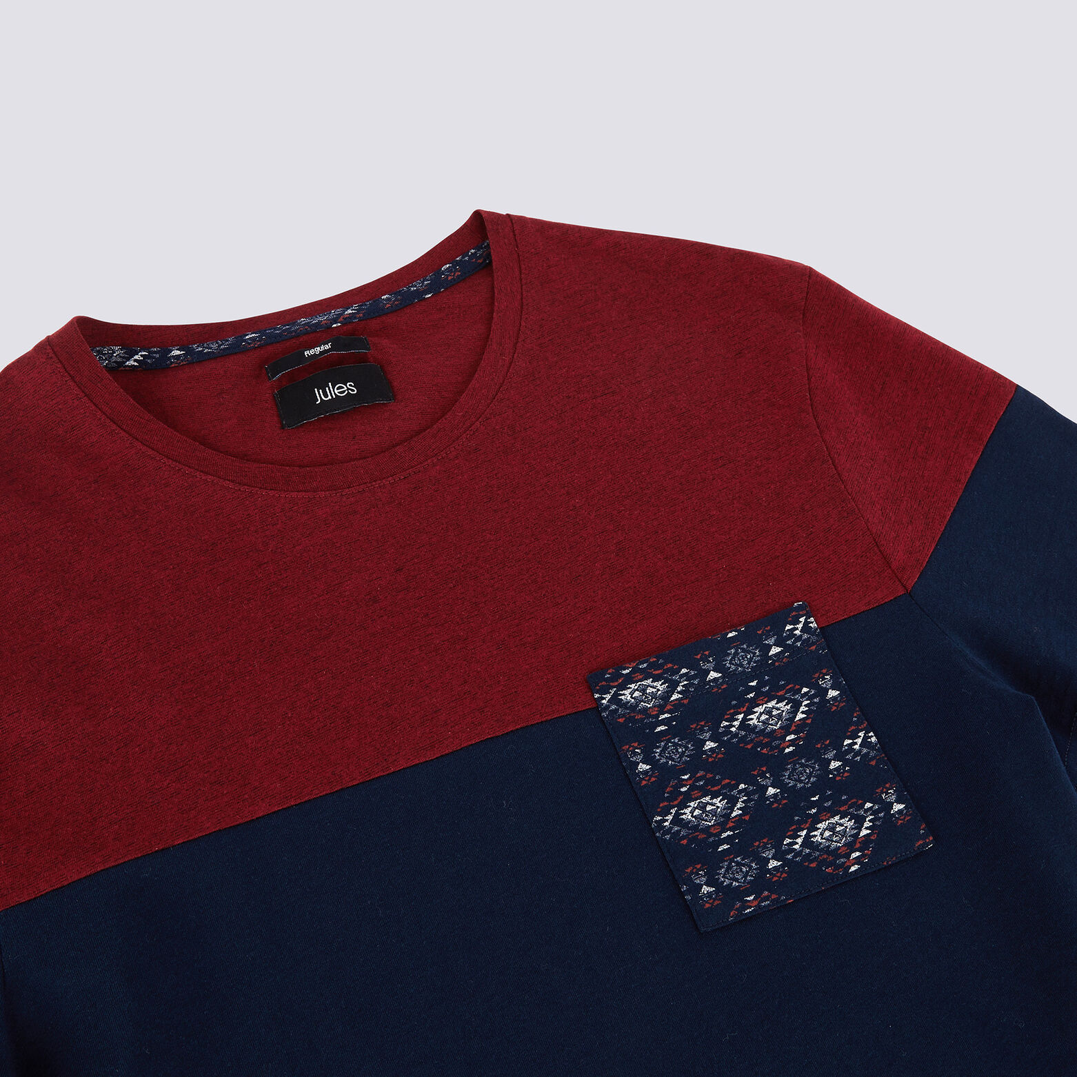 Tee shirt colorblock poche imprimée