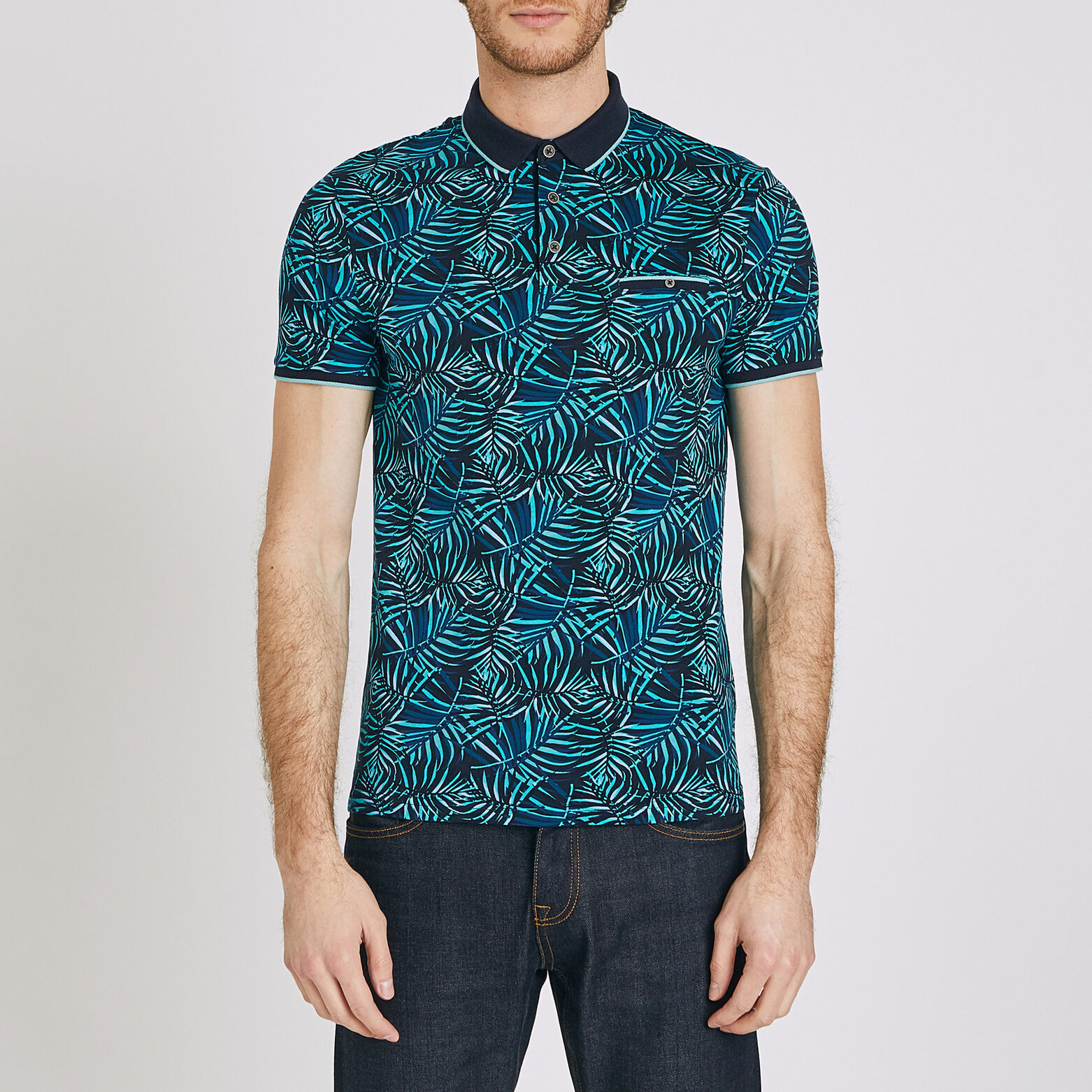 Polo manche courte imprimé tropical
