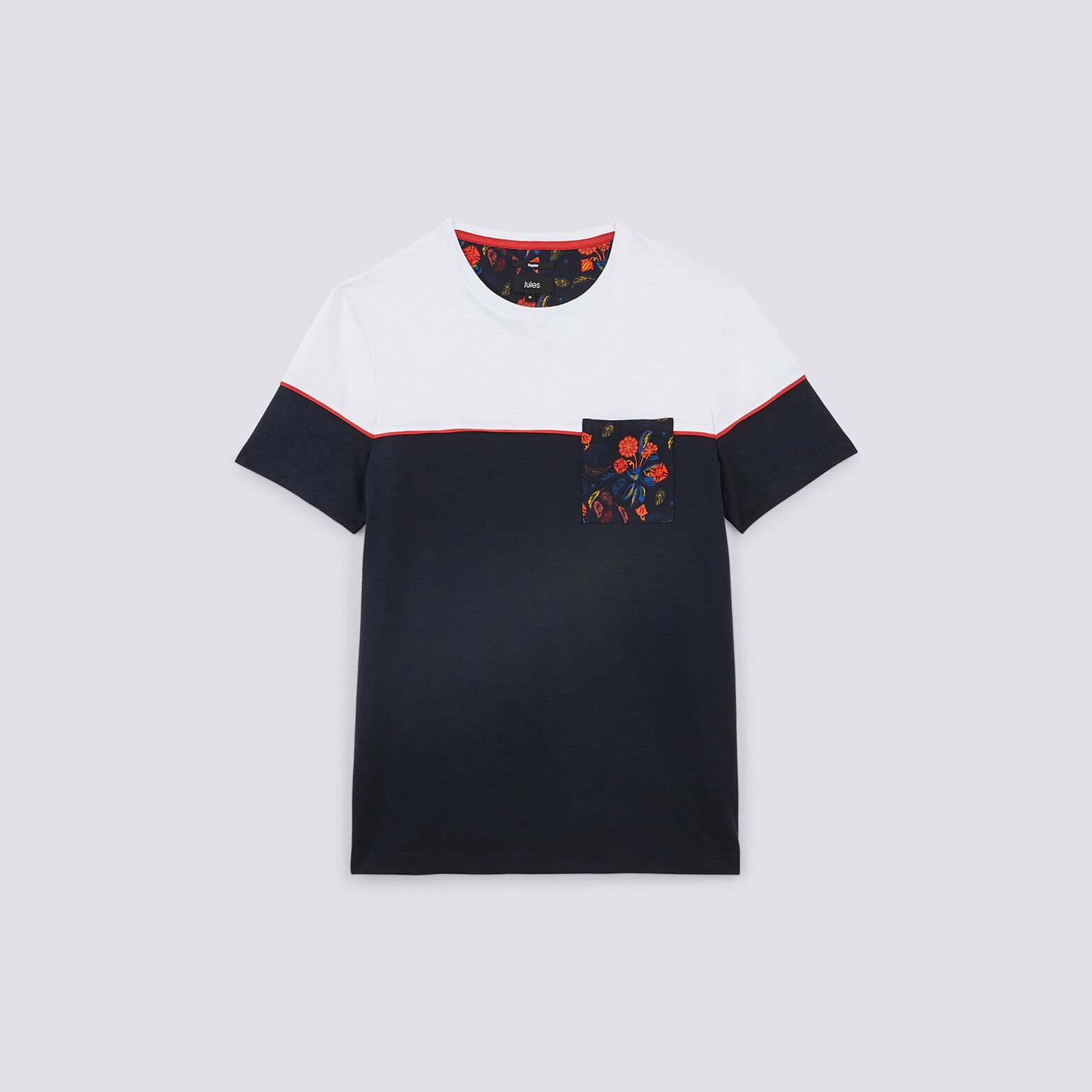 Tee shirt colorblock poche fleurie