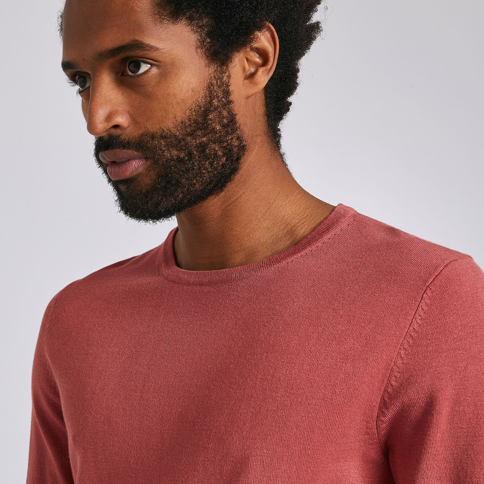 Pull fin col rond uni