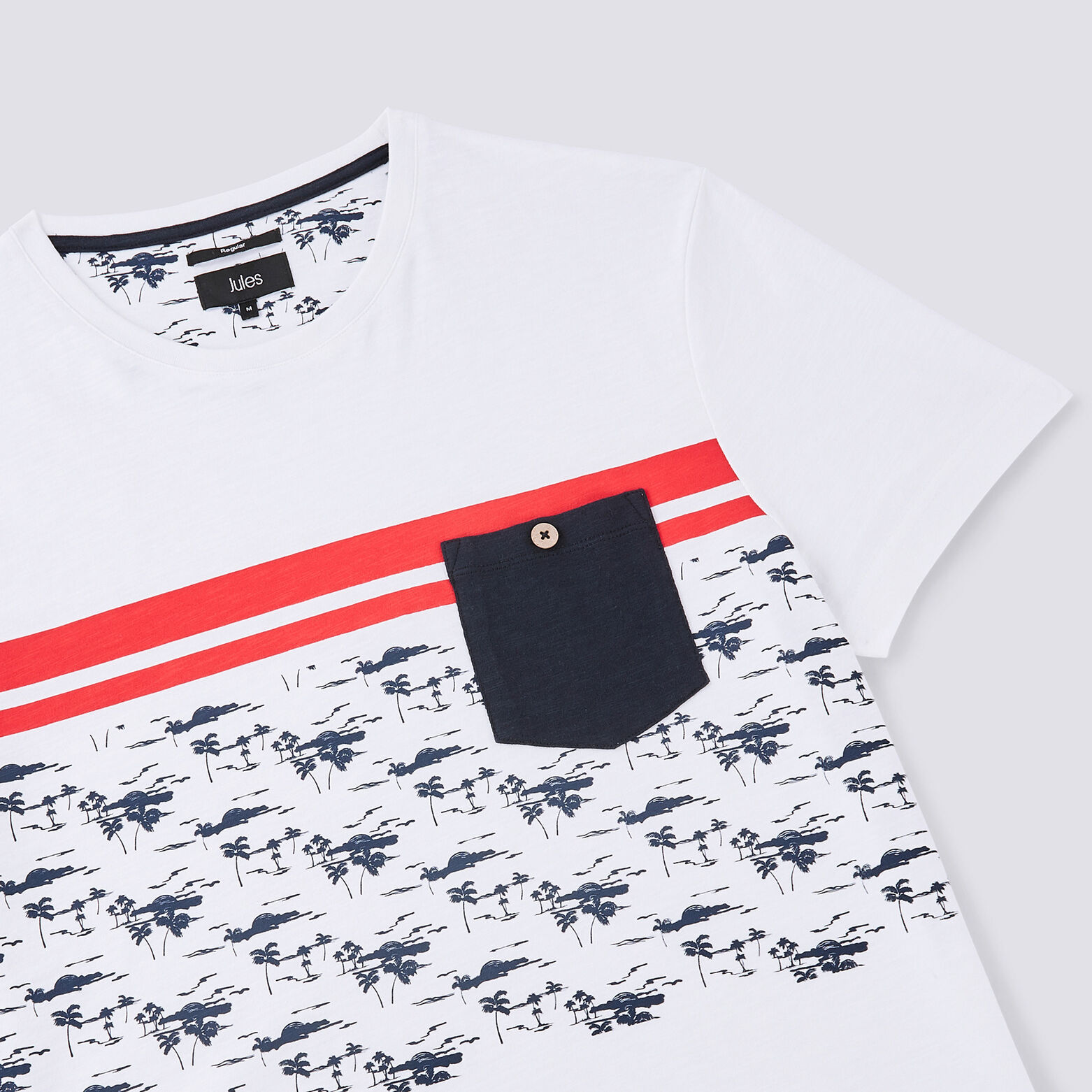 Tee shirt colorblock fantaisie palmiers