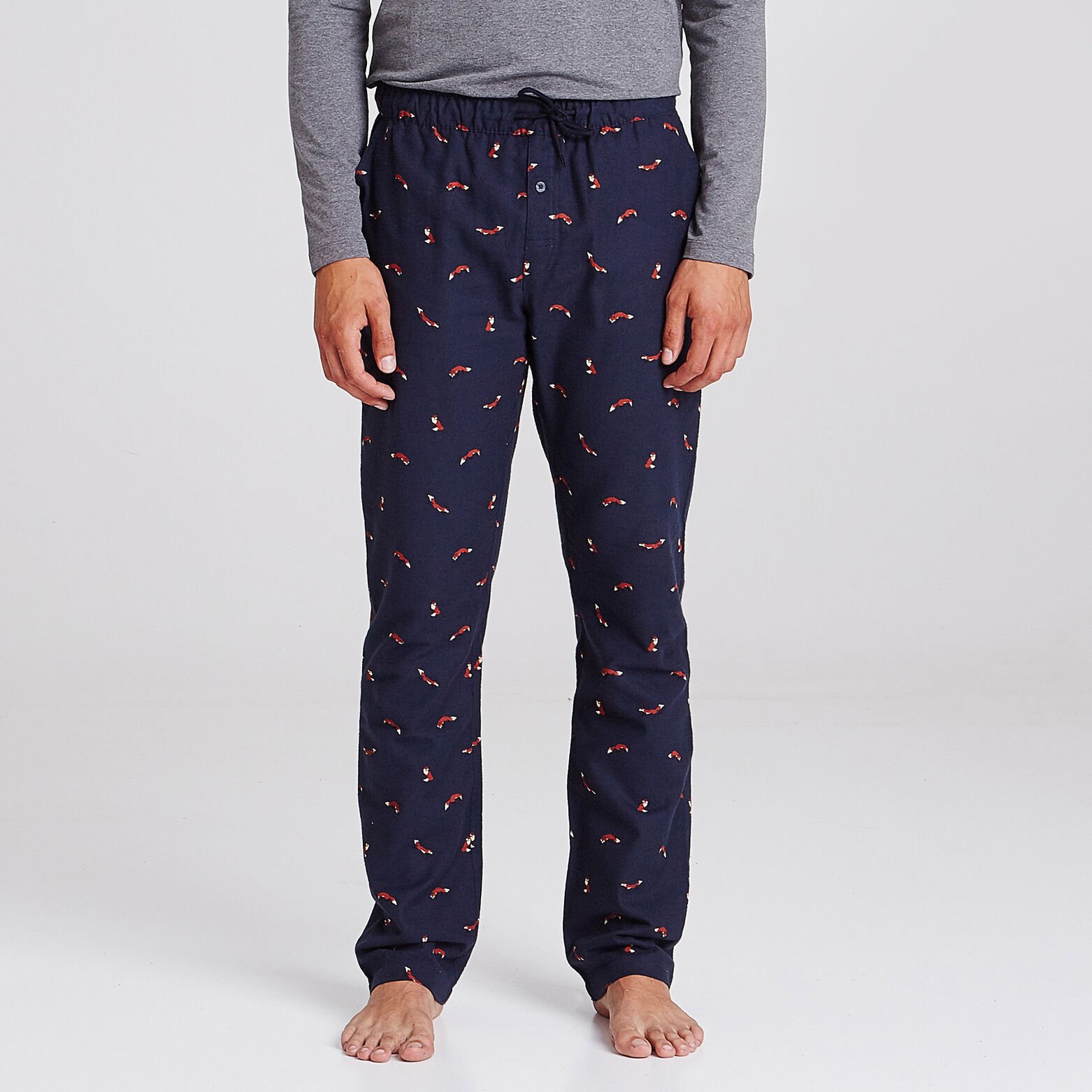 Pantalon de pyjama flanelle motif renard