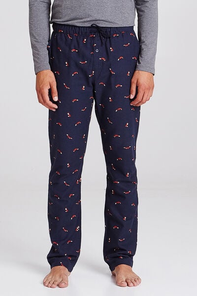 Pantalon de pyjama flanelle motif renard