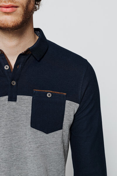 Polo manche longue colorblock