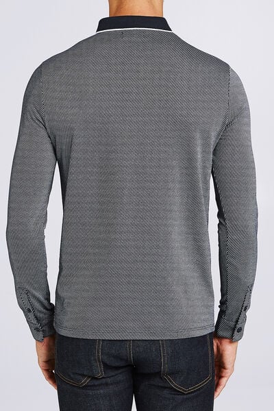 Polo manche longue maille piquée contrastée