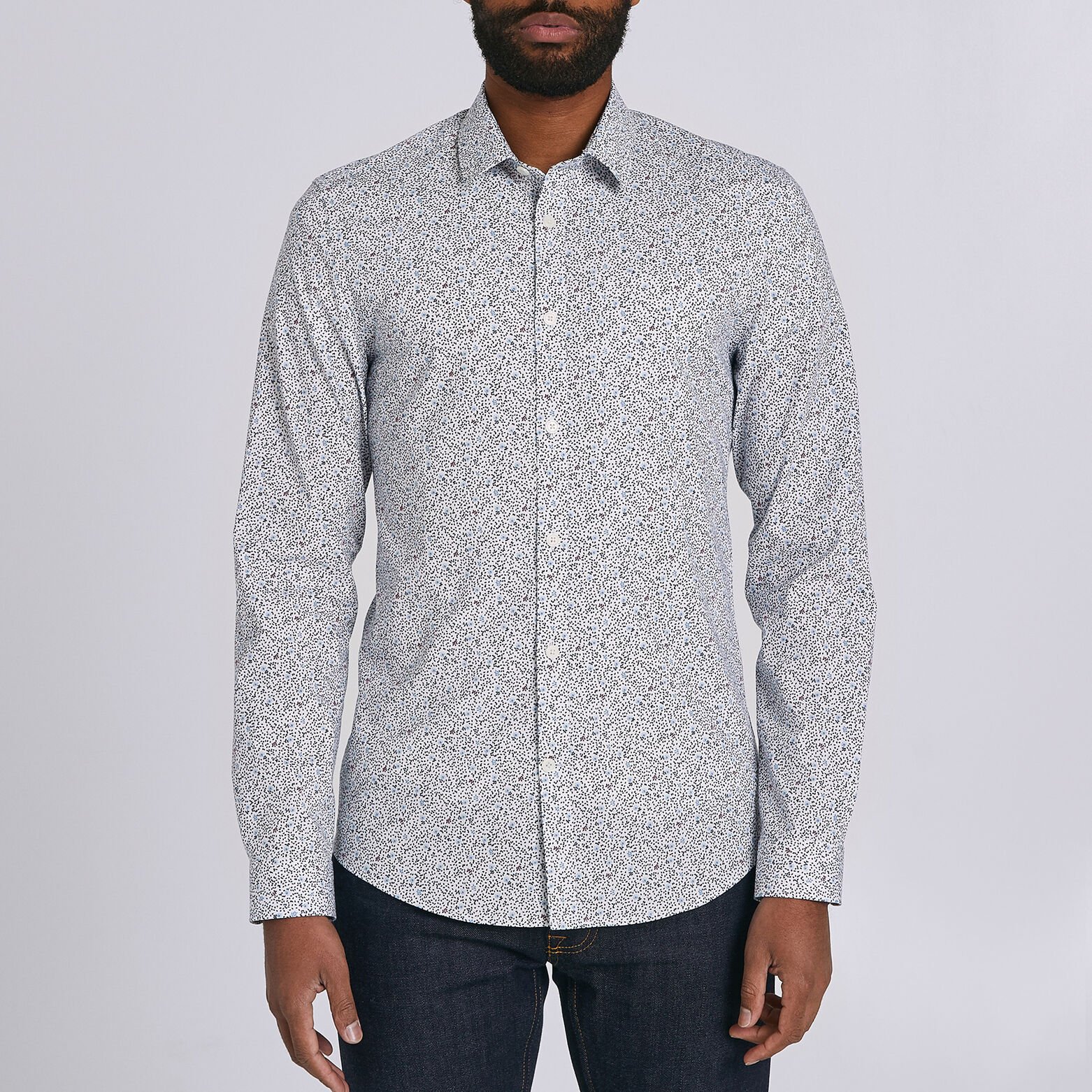 Chemise extra slim imprimé floral coton