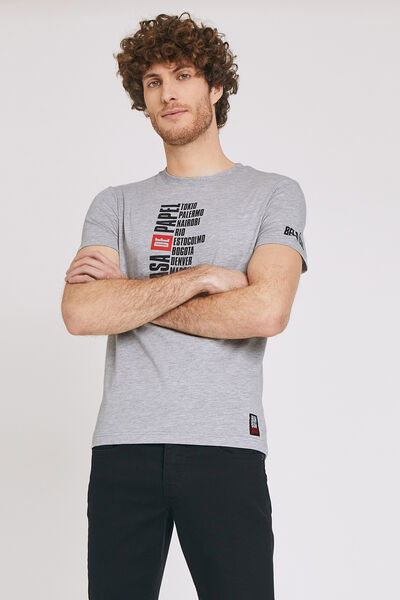 Tshirt gris NETFLIX chiné imprimé noms personnages
