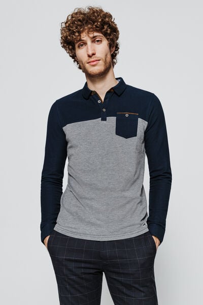 Polo manche longue colorblock