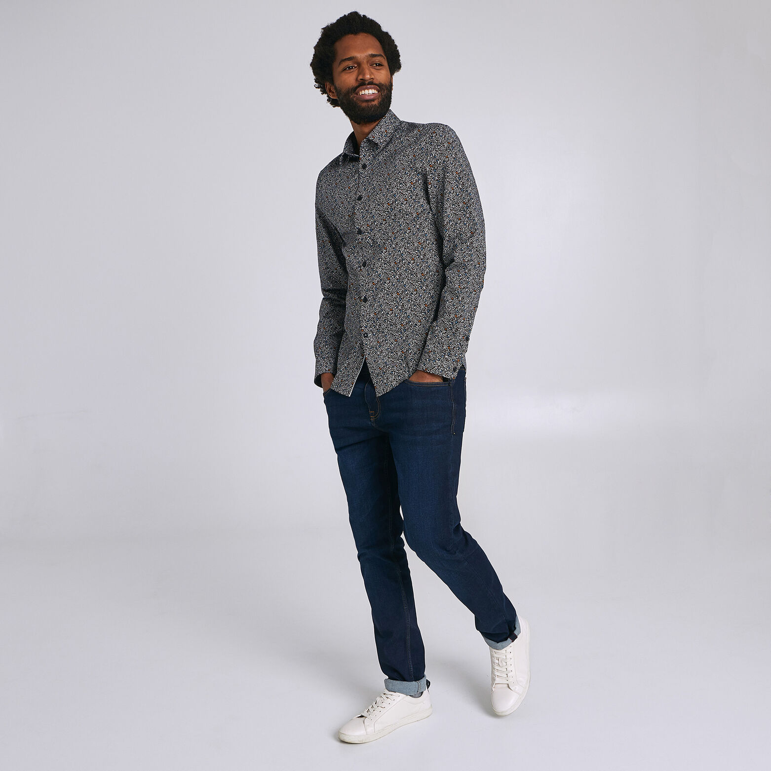 Chemise extra slim imprimé floral coton