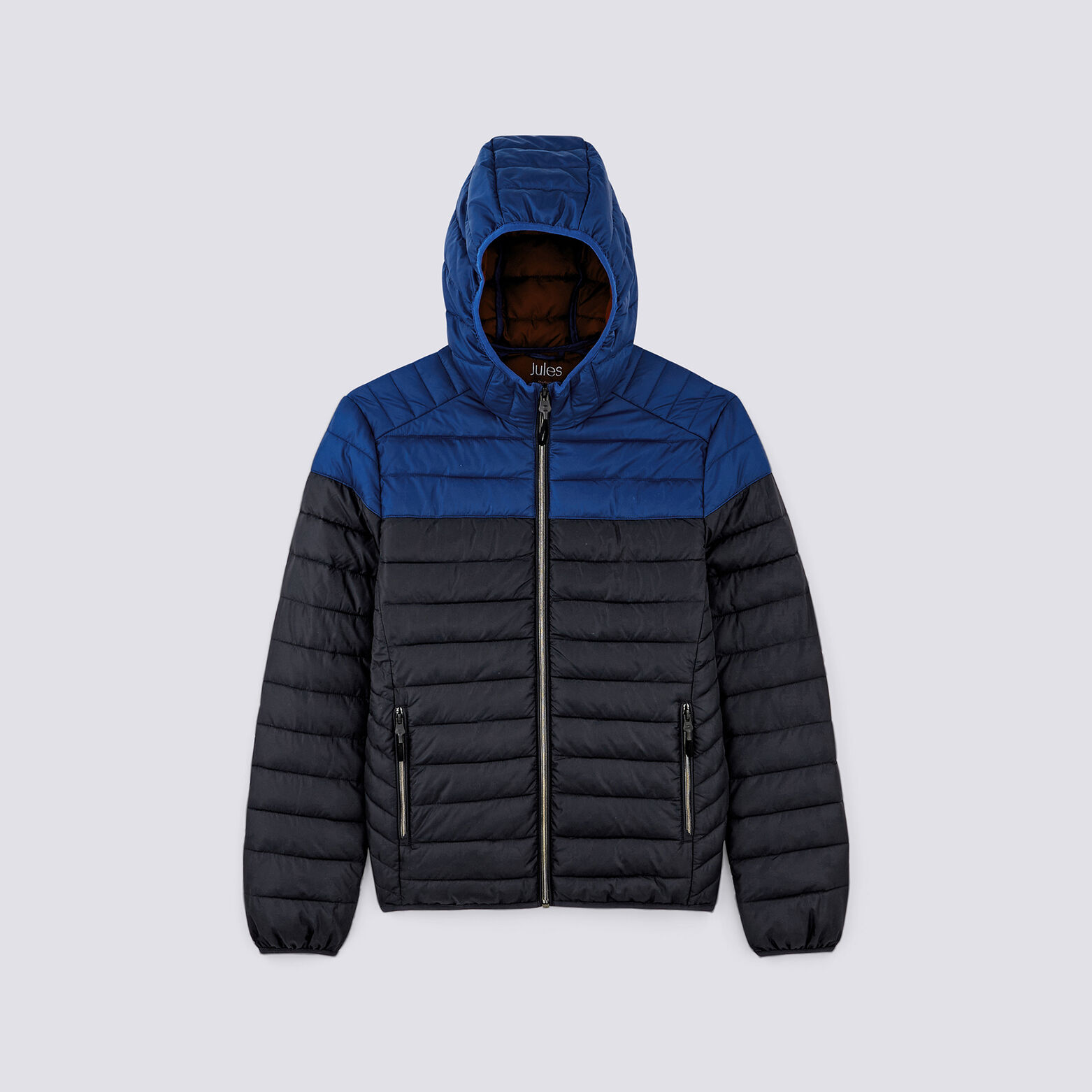 Doudoune déperlante à capuche colorblock