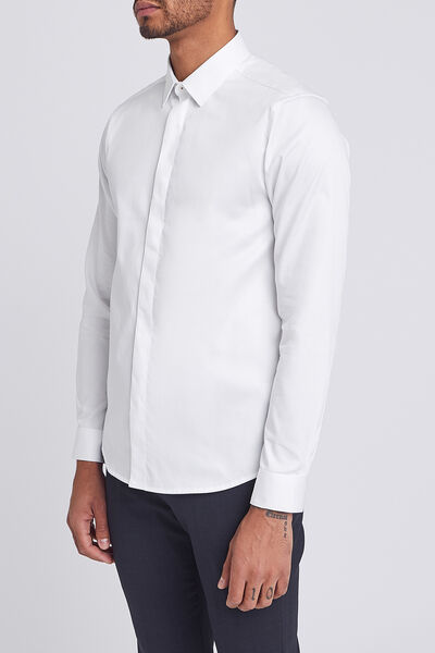 Chemise slim en satin boutonnage caché