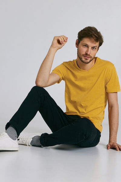 Tee-shirt uni col V slim