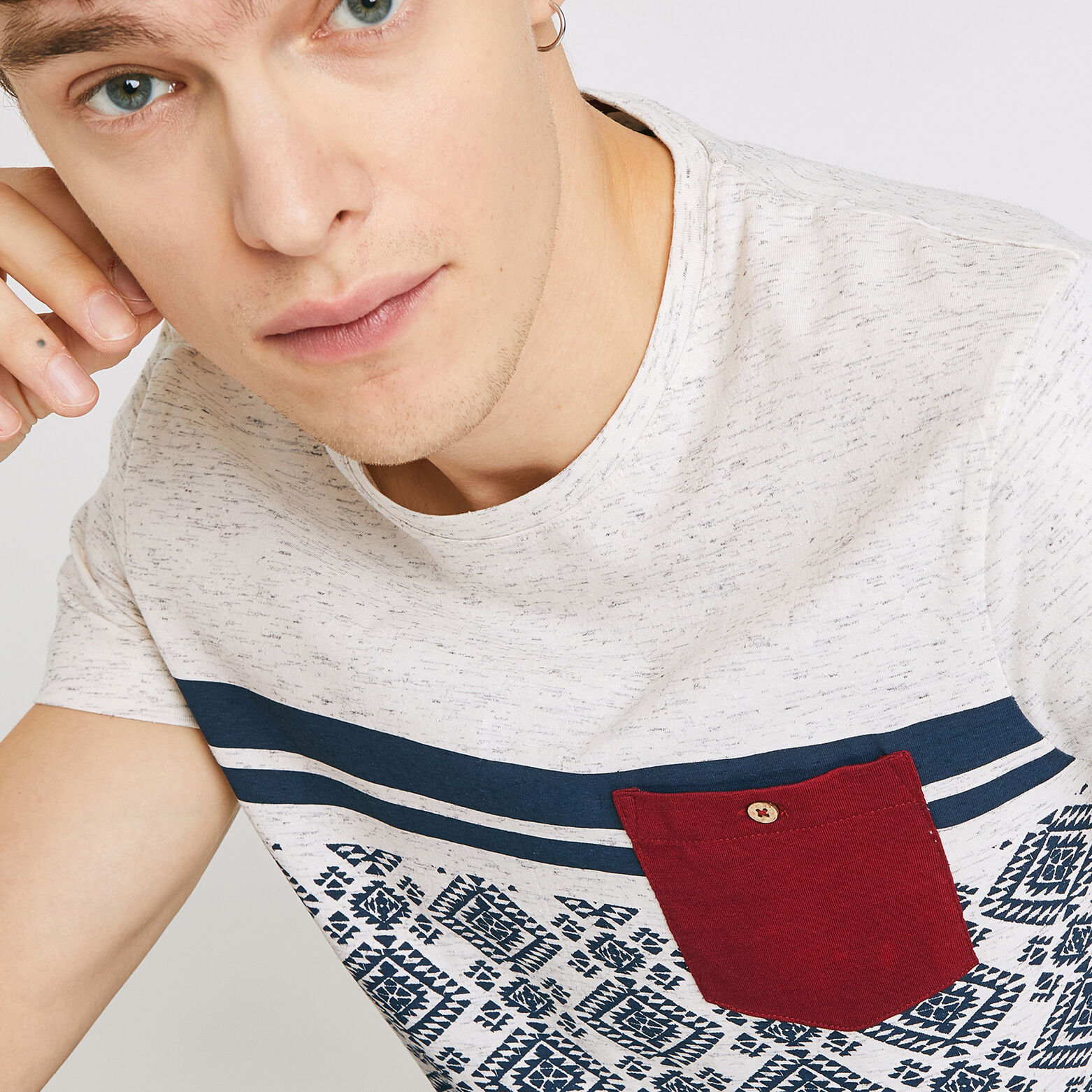 T-shirt colorblock imprimé aztèque