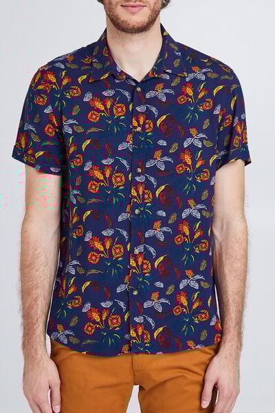 Chemise manches courtes regular imprimé tapisserie
