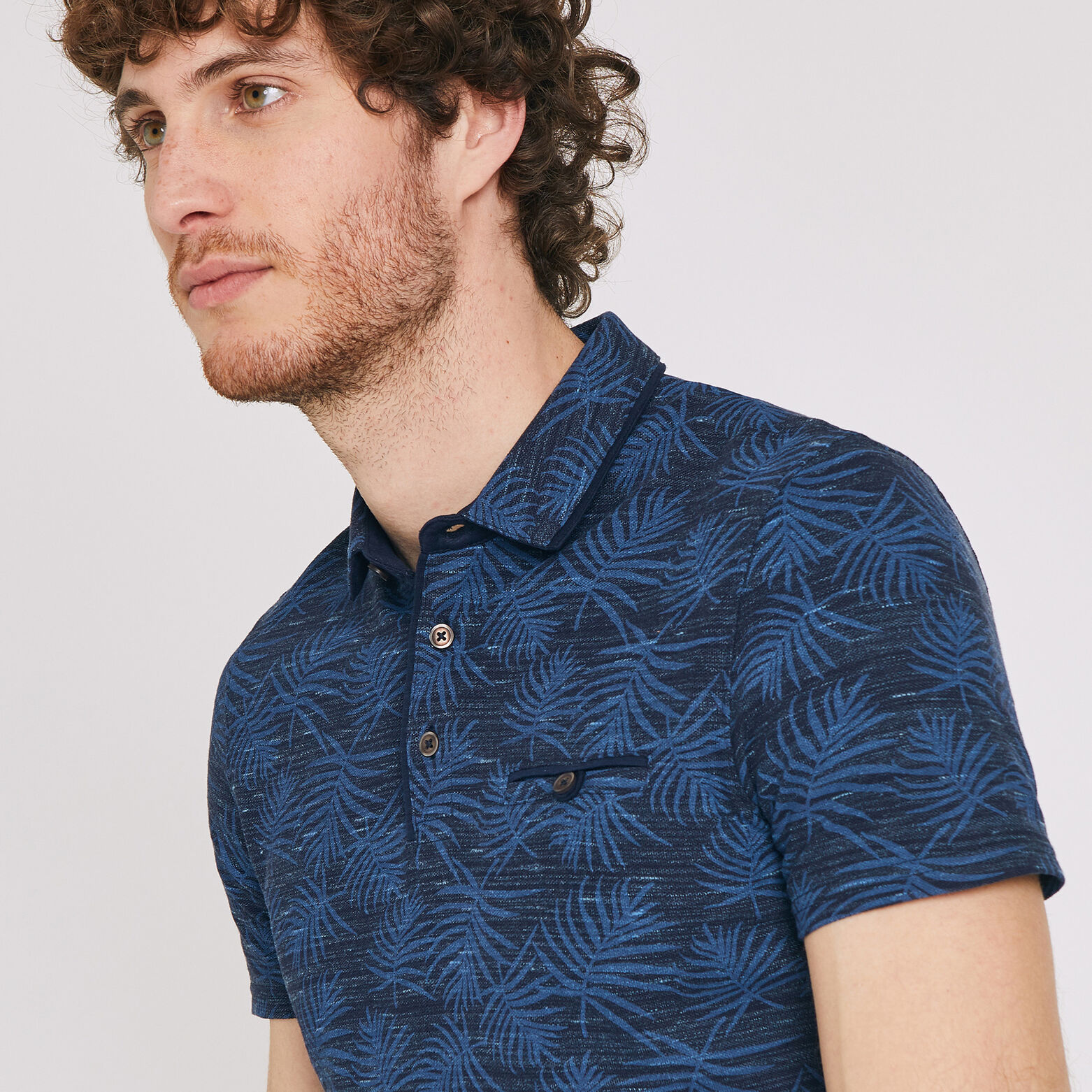 Polo manches courtes motif exotique