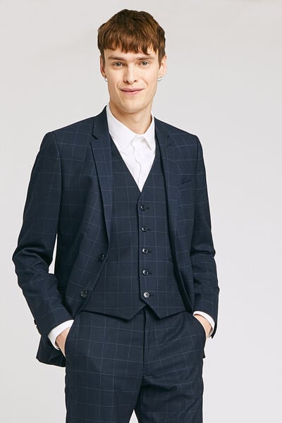 veste de costume slim motif carreaux fenêtre