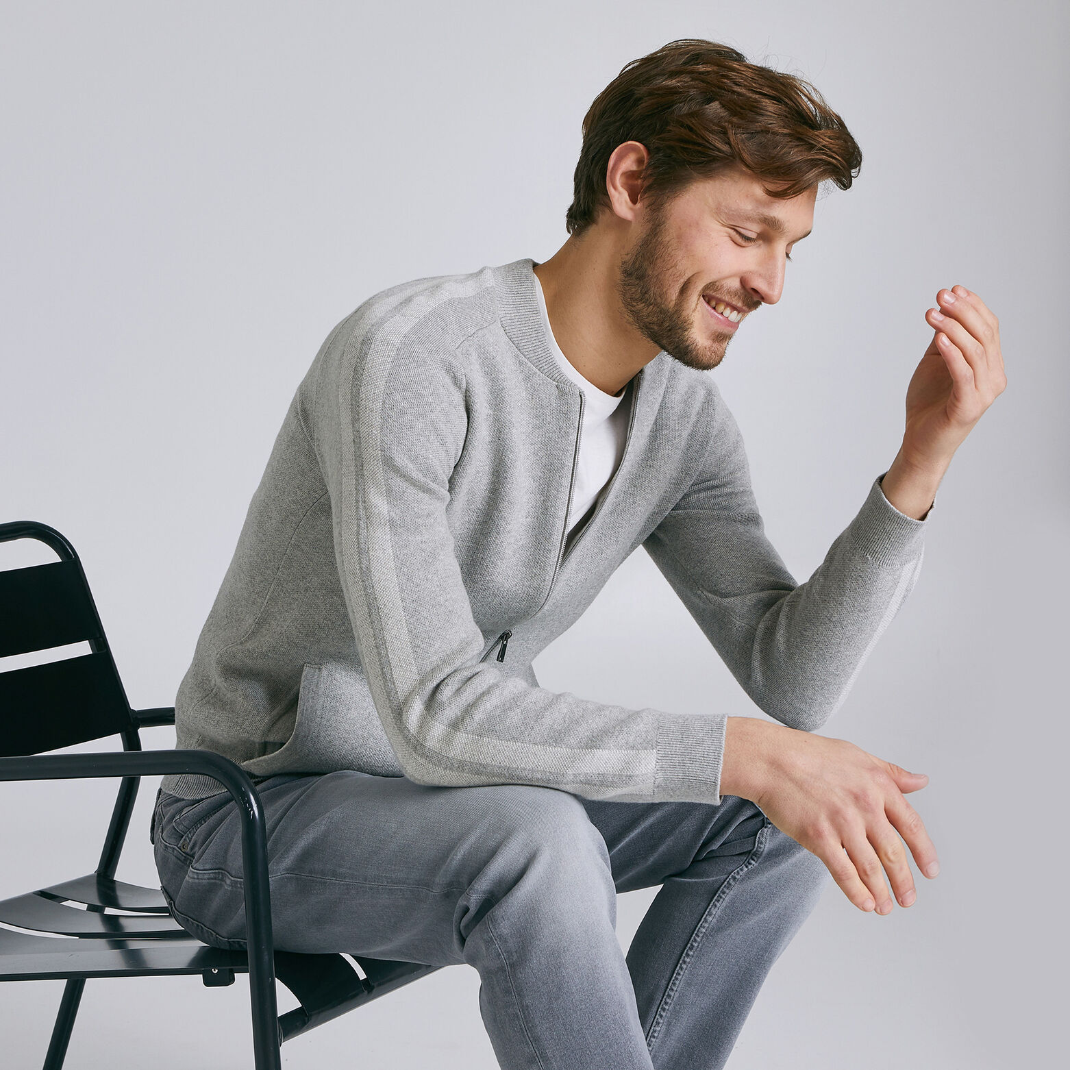 Gilet zippé bande manche