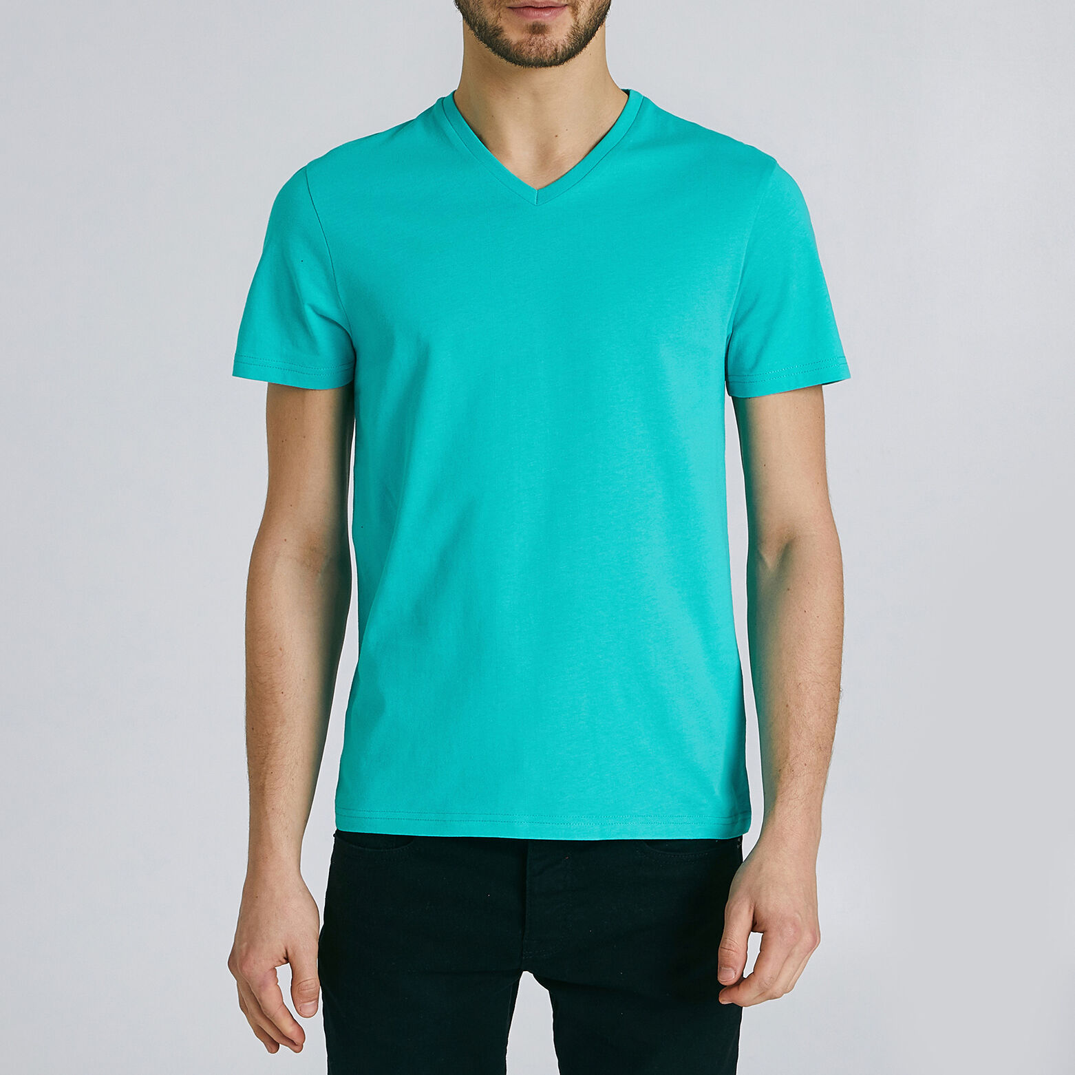 Tee-shirt uni col V slim