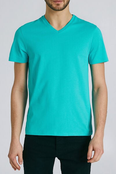 Tee-shirt uni col V slim
