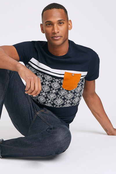 T-shirt colorblock imprimé aztèque