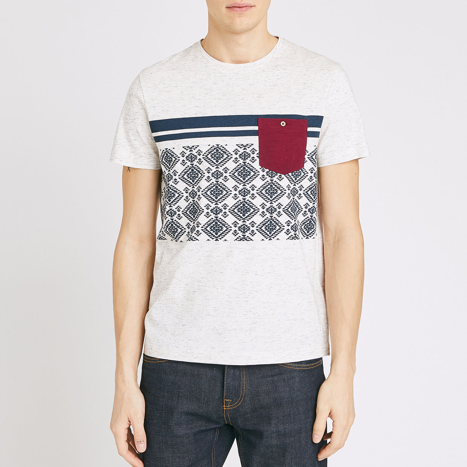 T-shirt colorblock imprimé aztèque