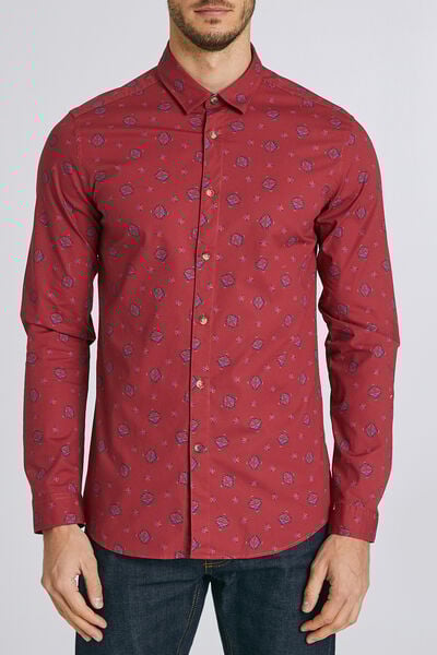 Chemise slim imprimés aztèques coton