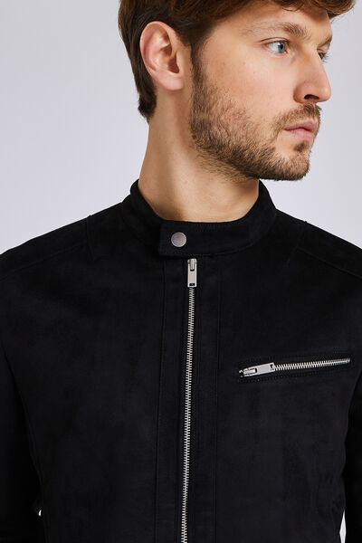Blouson zippé suédine