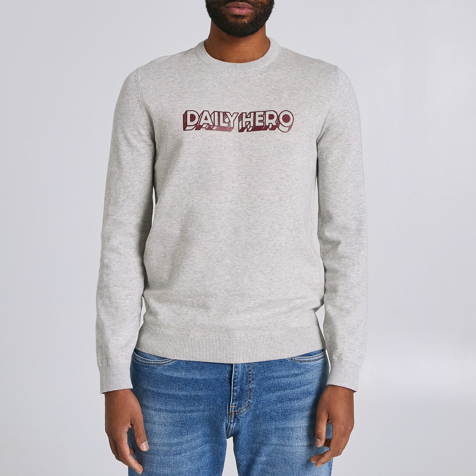 Pull jersey message floqué DAILY HERO