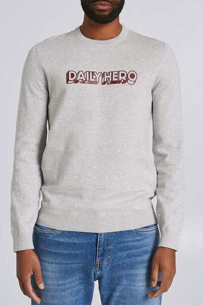Pull jersey message floqué DAILY HERO