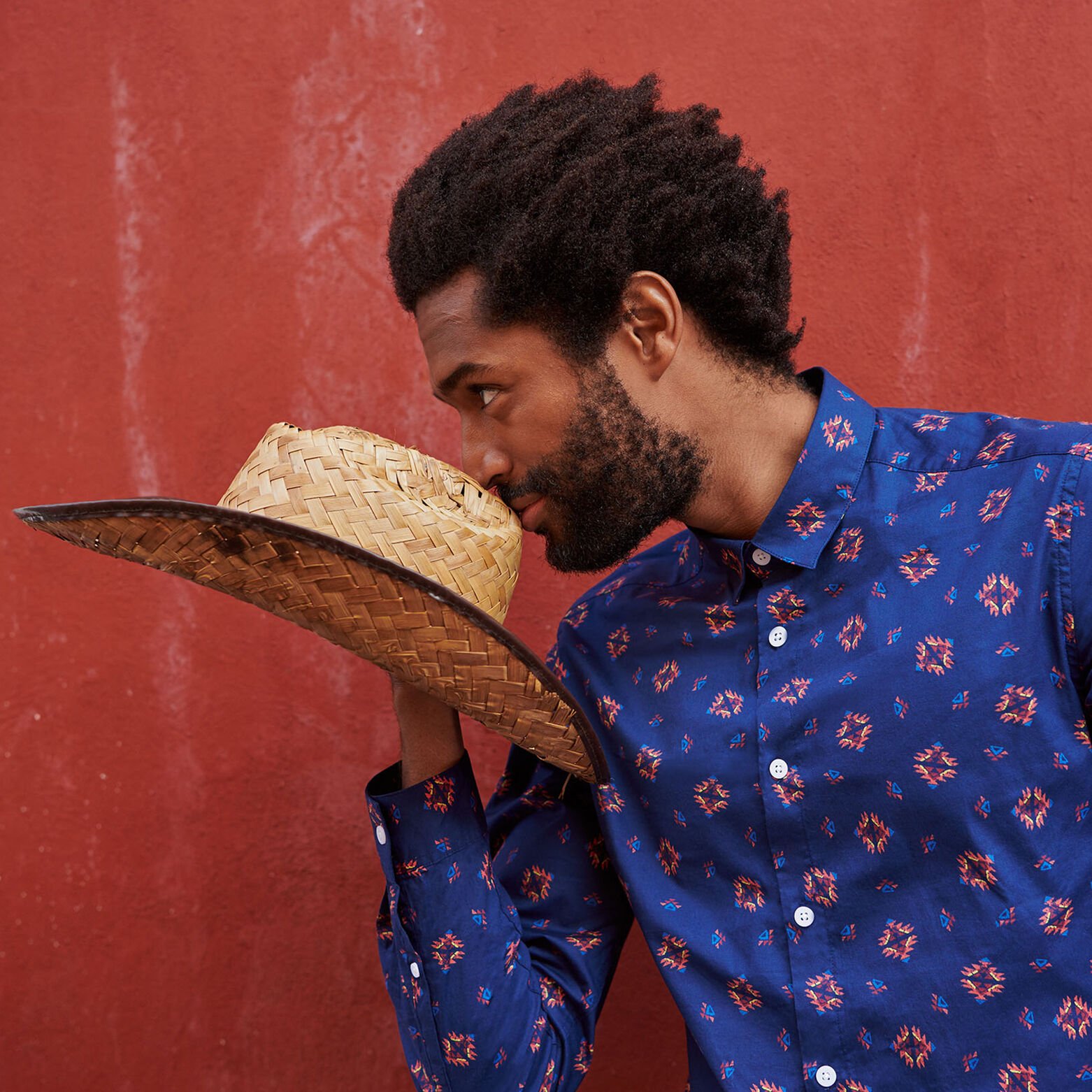 Chemise slim imprimés aztèques coton