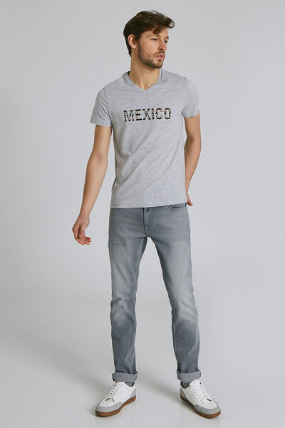 Tee-shirt manches courtes col V message MEXICO