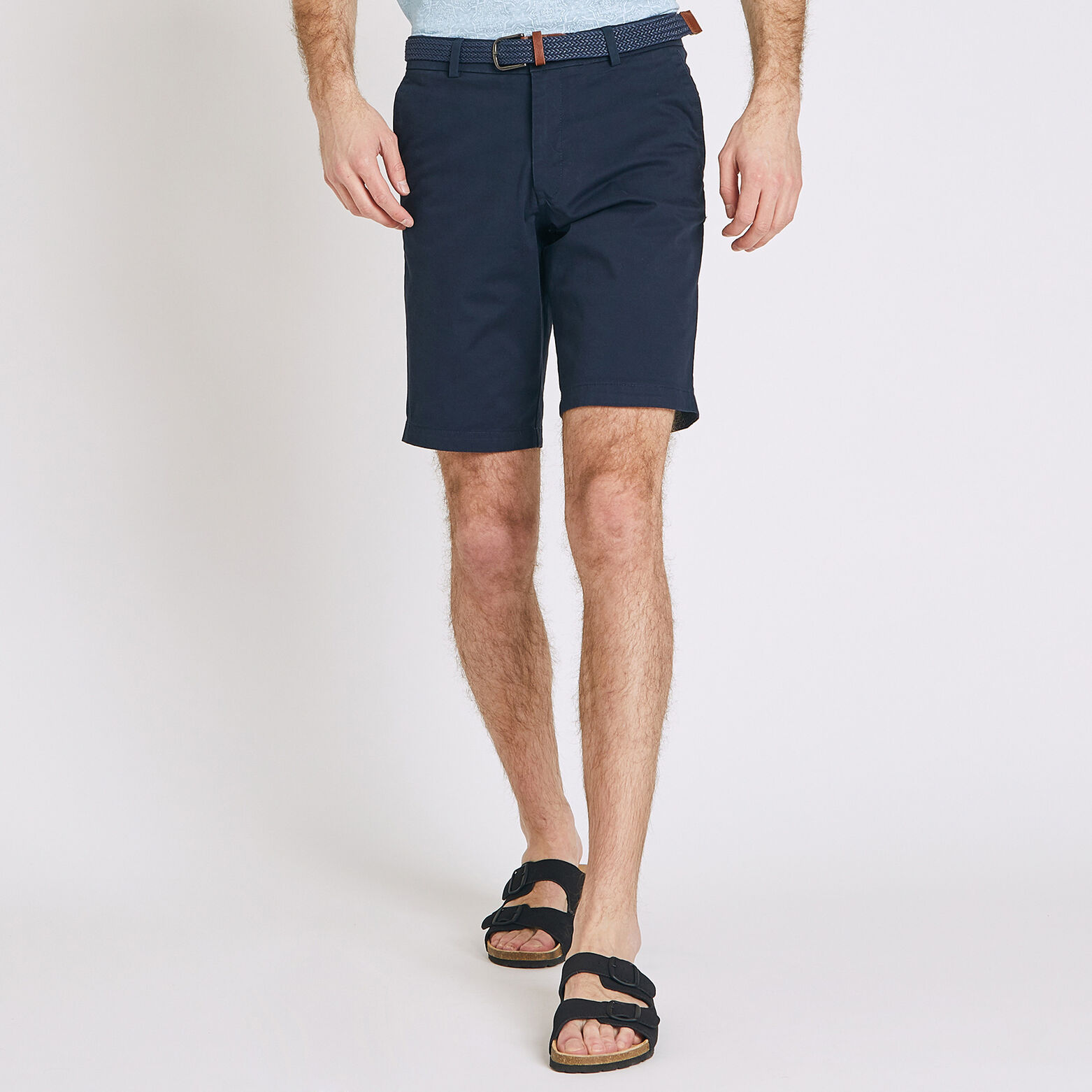 Bermuda chino uni avec ceinture