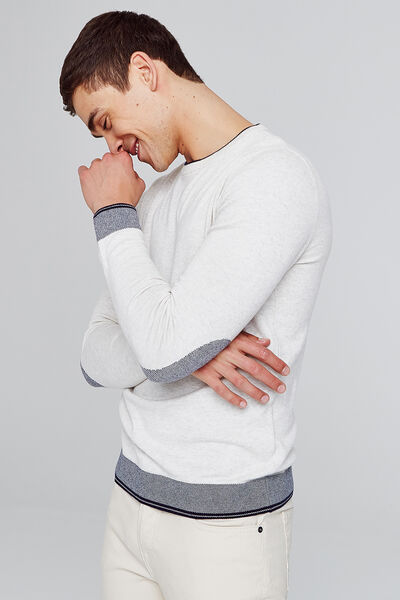 Pull col rond jeu de points
