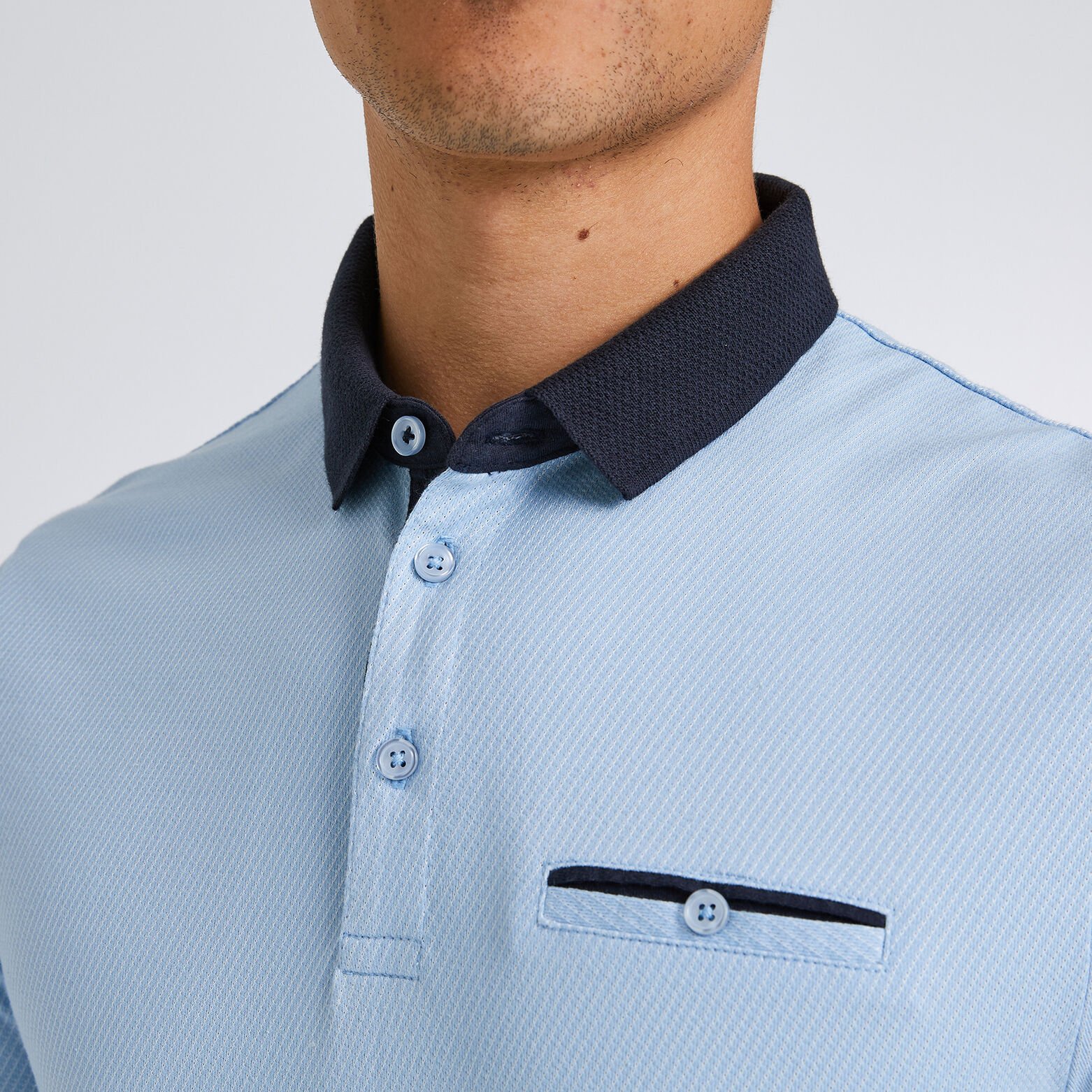 Polo manche courte maille piquée contrastée