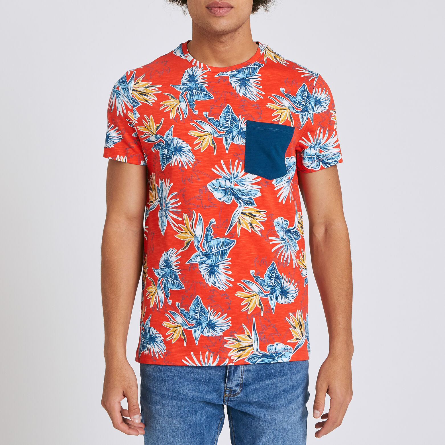 Tee shirt manches courtes imprimé all-over hibiscu