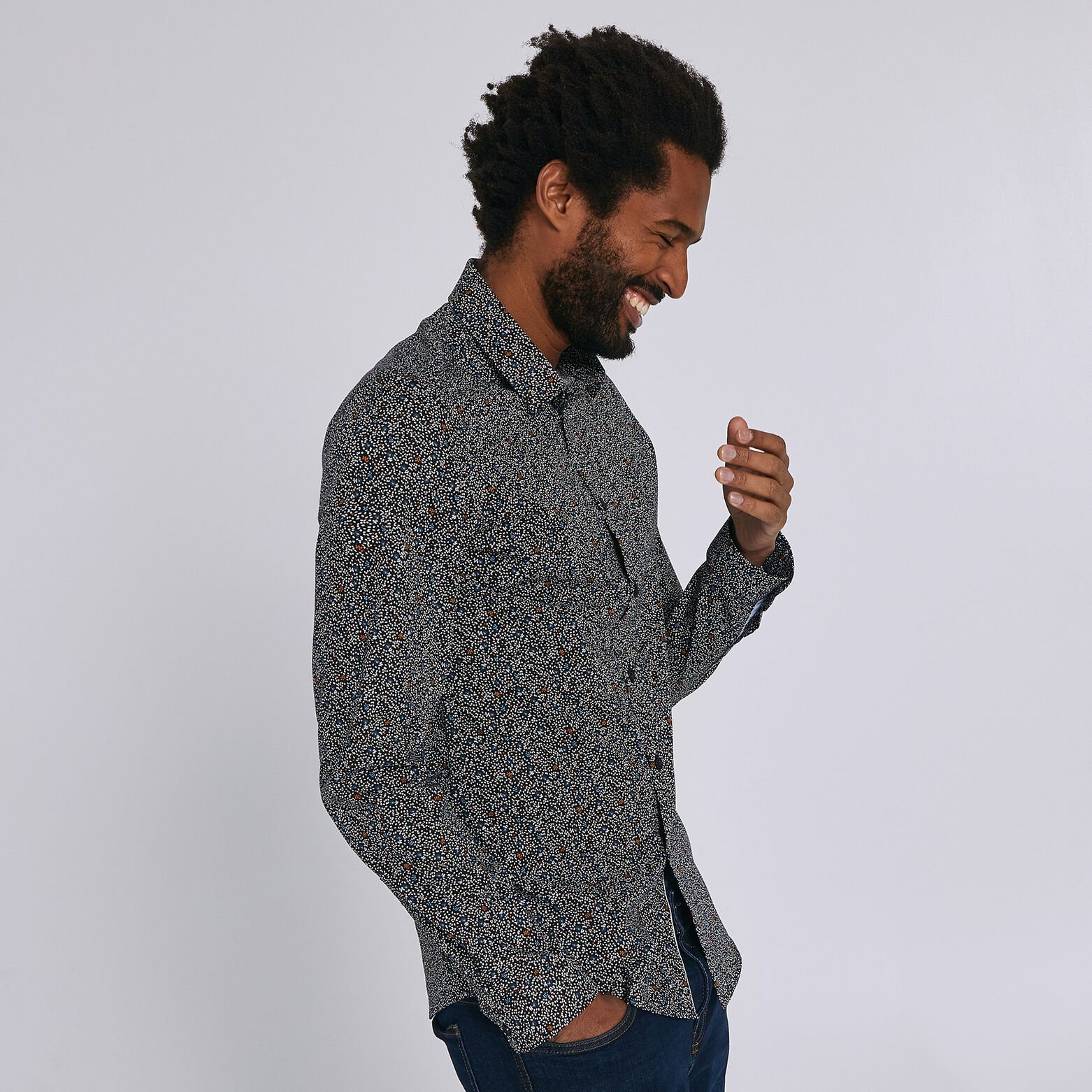 Chemise extra slim imprimé floral coton