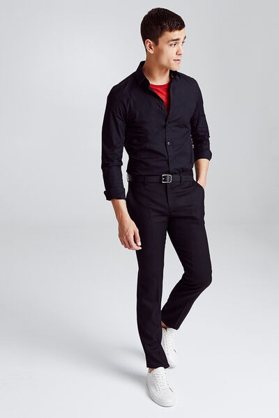Chemise slim en popeline stretch