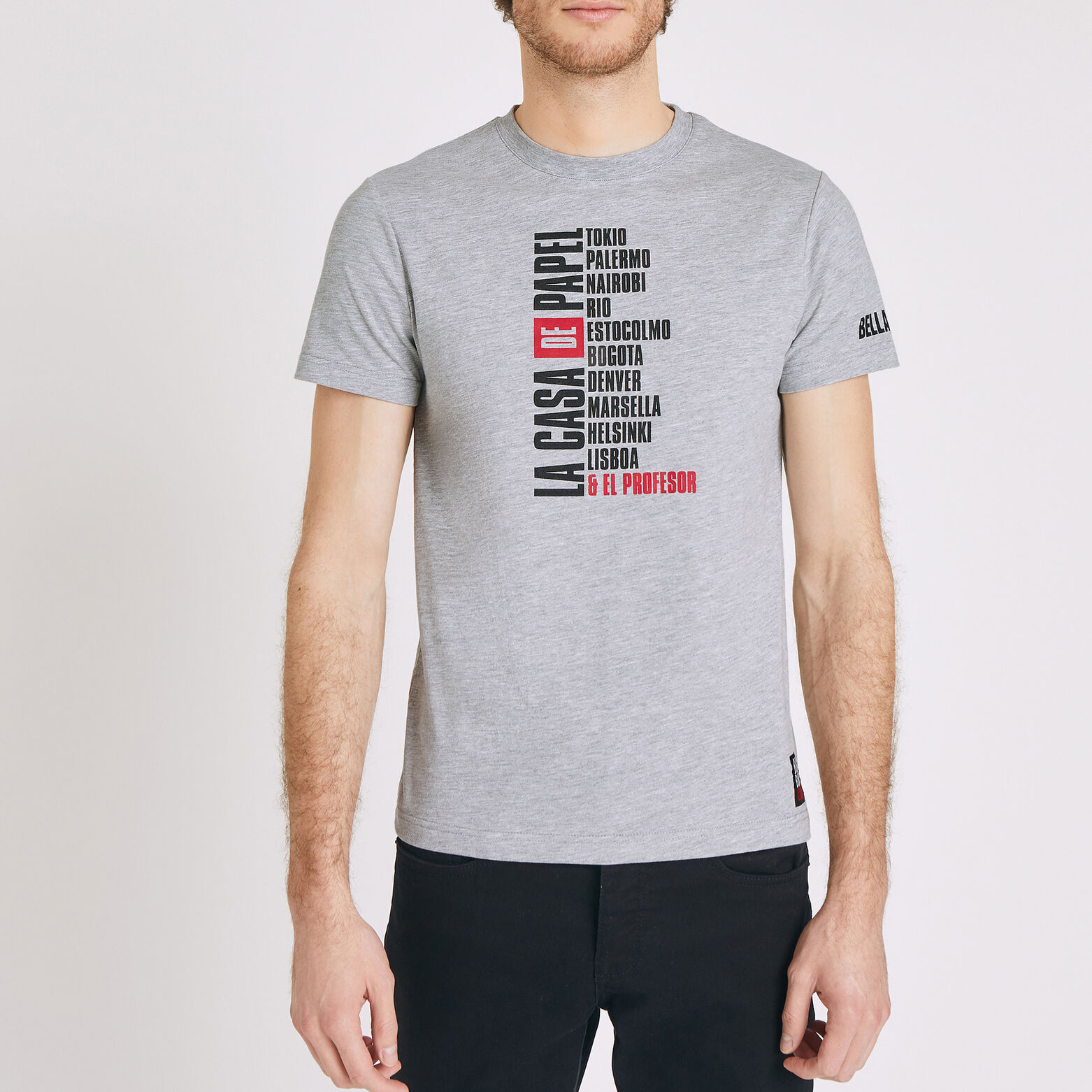 Tshirt gris NETFLIX chiné imprimé noms personnages