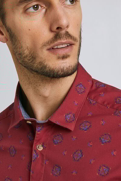 Chemise slim imprimés aztèques coton