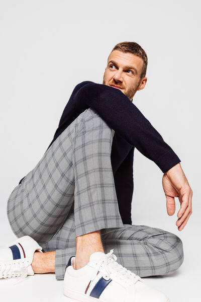 pantalon de costume slim motif carreau fenêtre