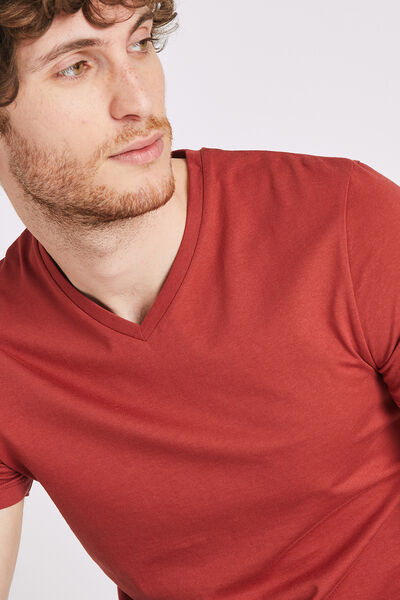 Tee-shirt uni col V slim