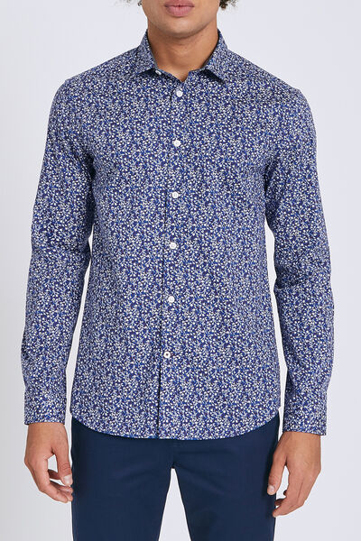 Chemise slim motif floral coton