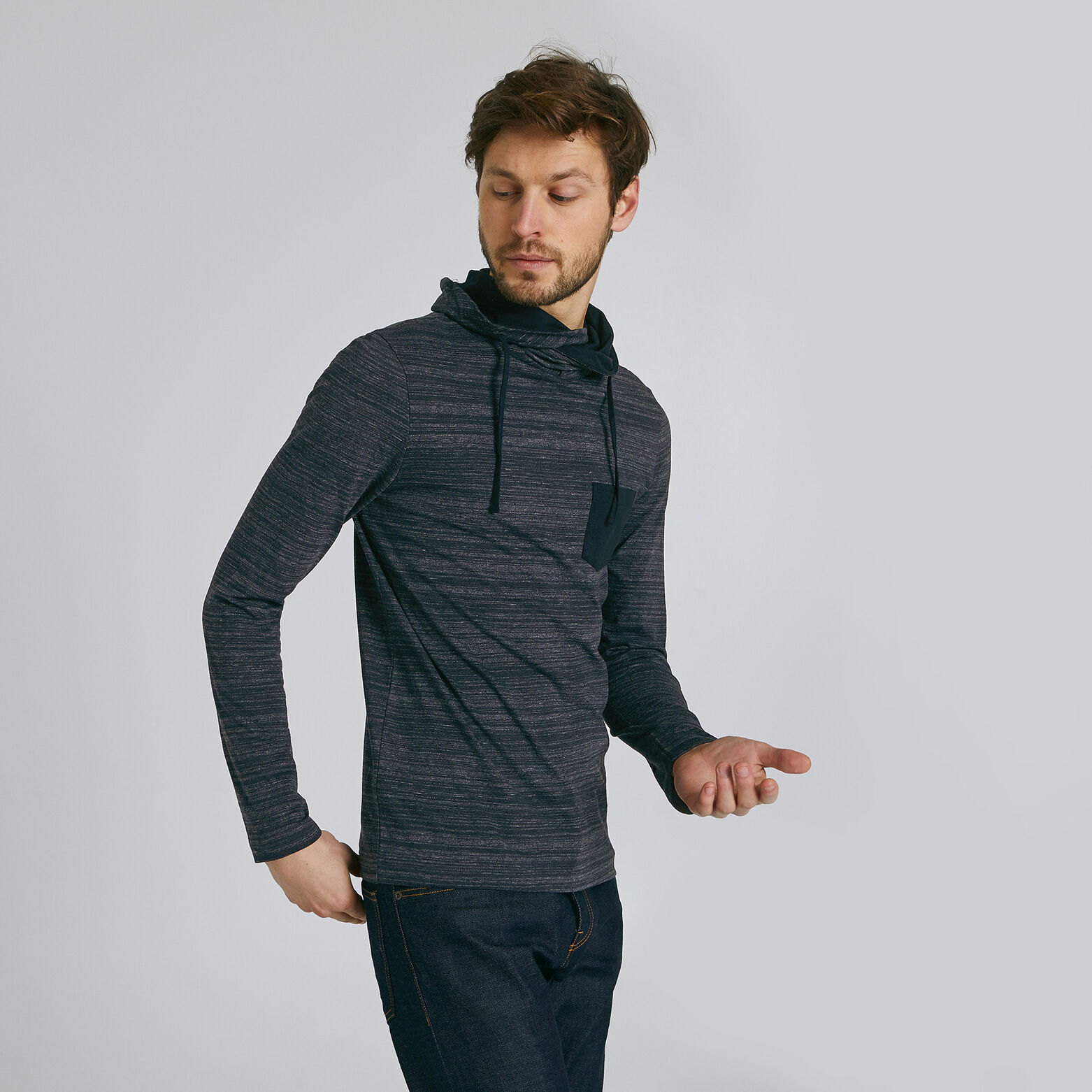 Tee shirt col snood chiné