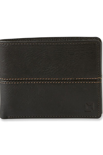 Portefeuille homme horizontal en cuir marron