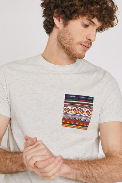 Tee shirt à col rond poche imprimée