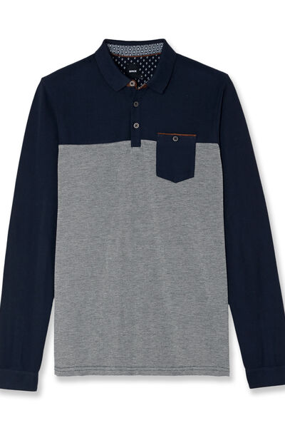 Polo manche longue colorblock