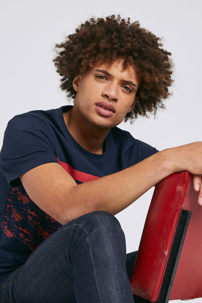 Tee shirt colorblock fantaisie palmiers