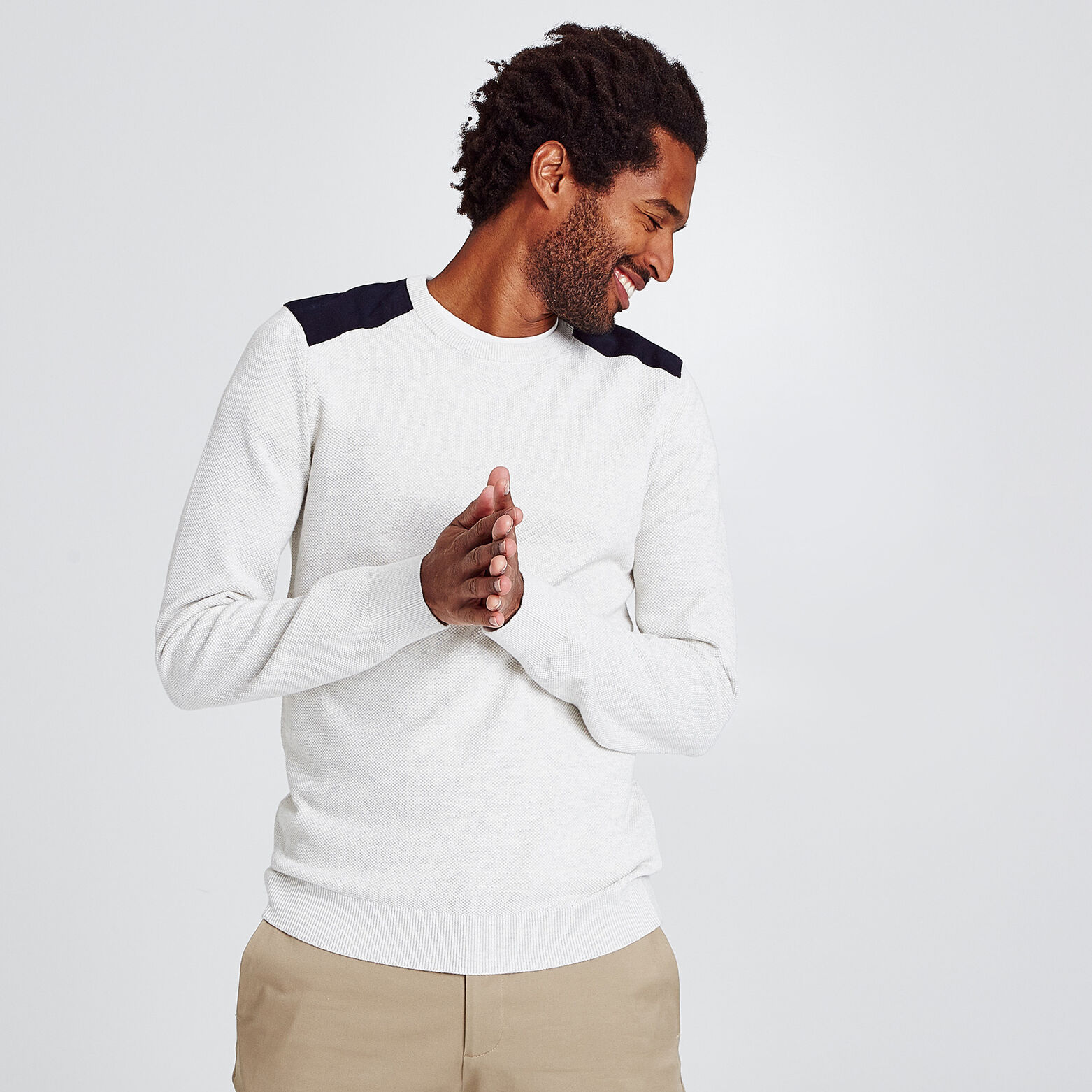 Pull col rond maille piquée
